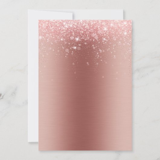 Invitation Parties scintillant or Rose métal brossé moderne Q (Dos)