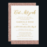 Invitation Parties scintillant or Rose moderne et Bat mitzvah<br><div class="desc">Parties scintillant d'or rose moderne et tendance et fausse feuille d'or Bat mitzvah invitation avec espace pour un Nom hébreu. L'oeuvre est faite d'images imprimées à plat, PAS de parties scintillant réelle ou de feuille d'or. Consultez la boutique Paper Grape Zazzle pour la coordination des articles de papeterie et de...</div>