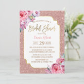 Invitation Parties scintillant or Rose moderne Fête des marié (Debout devant)