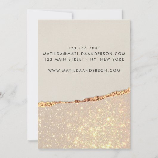 Invitation parties scintillant or rose noir rose moderne (Dos)