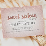 Invitation parties scintillant or rose ombre chic moderne Swe<br><div class="desc">Une parties scintillant d'or fausse rose moderne,  originale et simple ombre  Sweet 16 anniversaire invitation sur un arrière - plan de couleur entièrement personnalisable.</div>