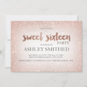 Invitation parties scintillant or rose ombre chic moderne Swe (Devant)