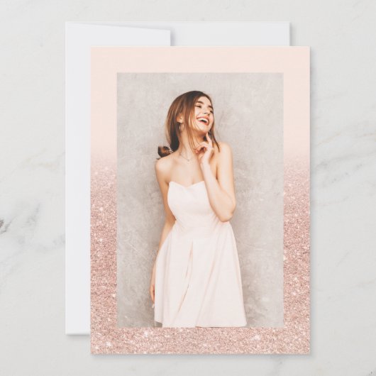 Invitation parties scintillant or rose ombre chic script rose (Dos)