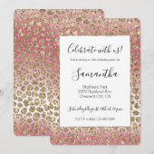 Invitation Parties scintillant or rose Ombre Empreinte de léo (Devant / Derrière)