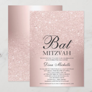 Invitation parties scintillant or rose ombre métallique chic 