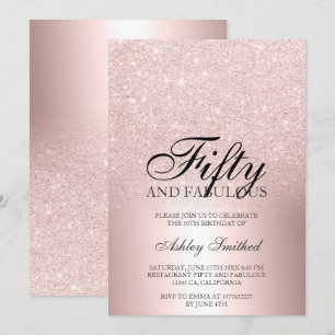 Invitation parties scintillant or rose ombre métallique cinqu