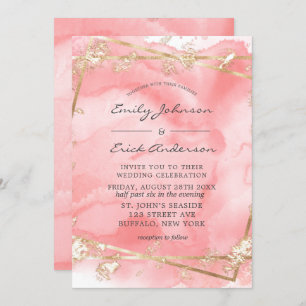 Invitation Parties scintillant or rose pâle Fairytale Mariage