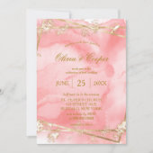 Invitation Parties scintillant or rose pâle Fairytale Mariage (Devant)