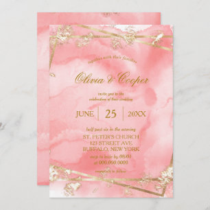 Invitation Parties scintillant or rose pâle Fairytale Mariage