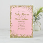Invitation Parties scintillant or rose pâle Glam Baby shower (Debout devant)