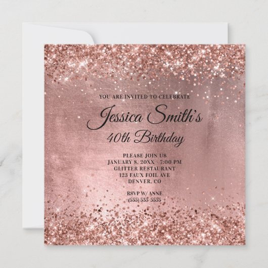 Invitation Parties scintillant or Rose parkly Foil 40e annive (Devant)
