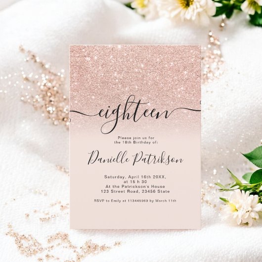Invitation parties scintillant or rose scintille rose ombre d