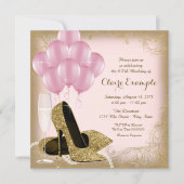 Invitation Parties scintillant or rose talons hauts Invitatio (Devant)