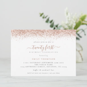 Invitation Parties scintillant or Rose tendance 21e fête d'an