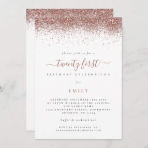 Invitation Parties scintillant or Rose tendance 21e fête d'an