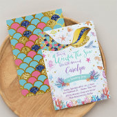 Invitation Parties scintillant or | Sirène sous la mer Annive