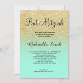 Invitation Parties scintillant or turquoise ombre Bat mitzvah (Devant)