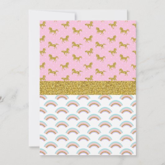 Invitation Parties scintillant or Unicorn Rainbow Party Invit (Devant)