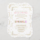 Invitation Parties scintillant or unique SPRINKLE Baby showe (Devant / Derrière)