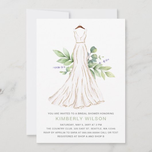 Invitation Parties scintillant or verdure Mariage Fête des ma (Devant)