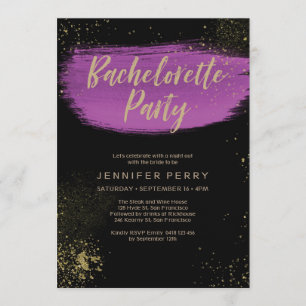 Invitation Parties scintillant or violet Bachelorette Party I