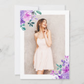 Invitation Parties scintillant or violet photo florale Sweet  (Dos)