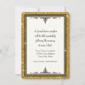 Invitation Parties scintillant ornementale or rayé classique  (Devant)