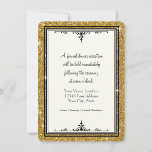 Invitation Parties scintillant ornementale or rayé classique