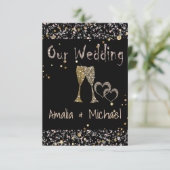 Invitation Parties scintillant paillettes coupe champagne coe (Debout devant)