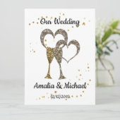 Invitation Parties scintillant paillettes coupe champagne coe (Debout devant)