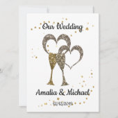 Invitation Parties scintillant paillettes coupe champagne coe (Devant)