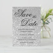 Invitation Parties scintillant Pale Silver Bokeh Enregistrer  (Debout devant)