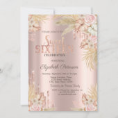 Invitation Parties scintillant, Pampas Fleurs de laiton doux  (Devant)