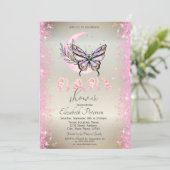 Invitation Parties scintillant papillon de lune Baby shower C (Debout devant)