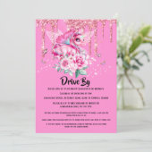 Invitation Parties scintillant papillon monicorne magique ros (Debout devant)