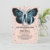 Invitation Parties scintillant papillon rose bleu Confetti Sw (Debout devant)