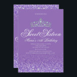 Invitation Parties scintillant parfaite violette, 16 invitati<br><div class="desc">Une Parties scintillant Parfaite, Douce 16 Invitations. Conçu avec des étincelles, une parties scintillant violette et une couronne brillante d'argent pour un anniversaire de sweet sixteen glamour. Conçu spécialement pour les ados, cette invitation à 16e anniversaire violette et pétillante sera une excellente introduction à votre journée spéciale. D'autres fournitures de...</div>