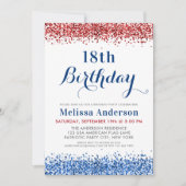 Invitation Parties scintillant Patriotique Rouge Bleu Bleu (Devant)