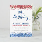 Invitation Parties scintillant Patriotique Rouge Bleu Bleu (Debout devant)