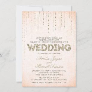 Invitation Parties scintillant Peach & Gold Look Mariage