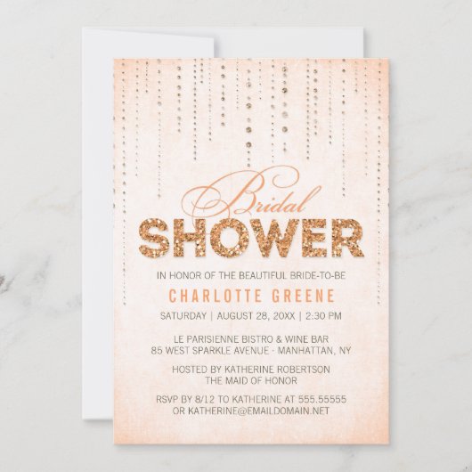 Invitation Parties scintillant Peach Look Bridal Show Invitat (Devant)