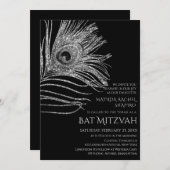 Invitation Parties scintillant Peacock Plume Bat mitzvah arge (Devant / Derrière)