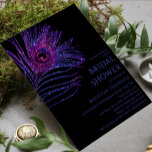 Invitation Parties scintillant Peacock  violet Fête des marié<br><div class="desc">Parties scintillant Peacock Pluvier violet douche nuptiale Invitations disposent d'élégante plume rose et violet parties scintillant paon sur un arrière - plan noir avec vos informations d'invitation de douche nuptiale ci-dessous. Personnalisez en modifiant le texte dans les zones de texte fournies. Conçu pour vous par Evco Studio https://www.zazzle.com/store/evcostudio</div>