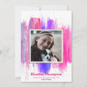 Invitation Parties scintillant peinte rose et violet étincell (Devant)