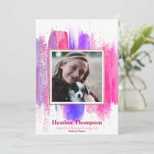 Invitation Parties scintillant peinte rose et violet étincell (Debout devant)