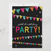 Invitation Parties scintillant Pennant Flags 30e anniversaire (Devant)