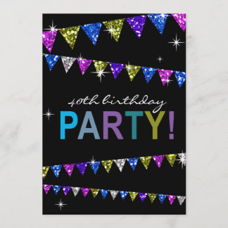 Invitation Parties scintillant Pennant Flags 40e anniversaire