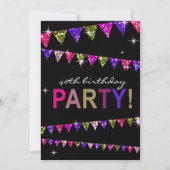 Invitation Parties scintillant Pennant Flags 40e anniversaire (Devant)