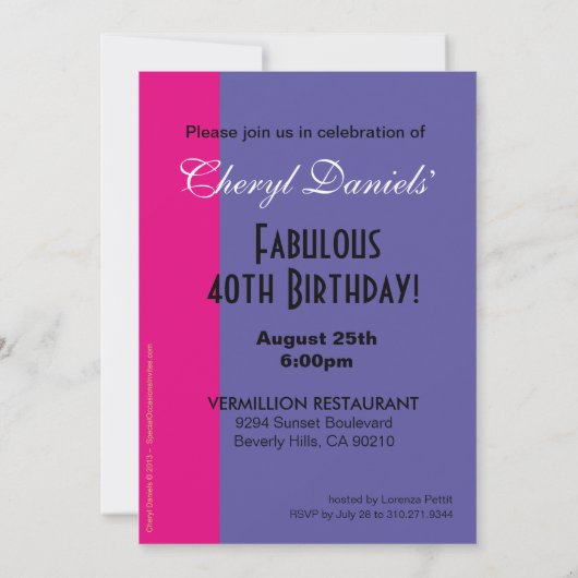 Invitation Parties scintillant Pennant Flags 40e anniversaire (Dos)