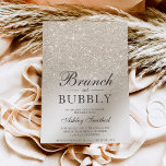 Invitation parties scintillant perle ivoire brunch bubbly nup<br><div class="desc">brunch et douche à bulles nuptiale avec une parties scintillant en ivoire perlé chic et luxueuse ombre mariage en feuille métallique avec élégante typographie calligraphique.</div>